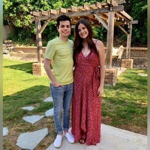 Band of Gypsies dark pink tie front maxi dress